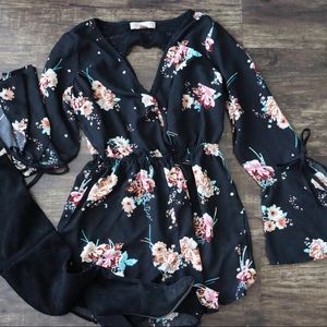 Black Floral Romper